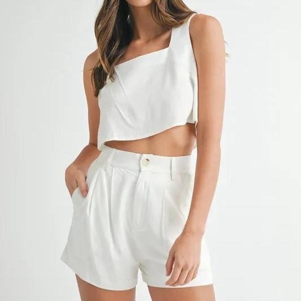 Mable GREEN Linen Blend  short set size small a1-17